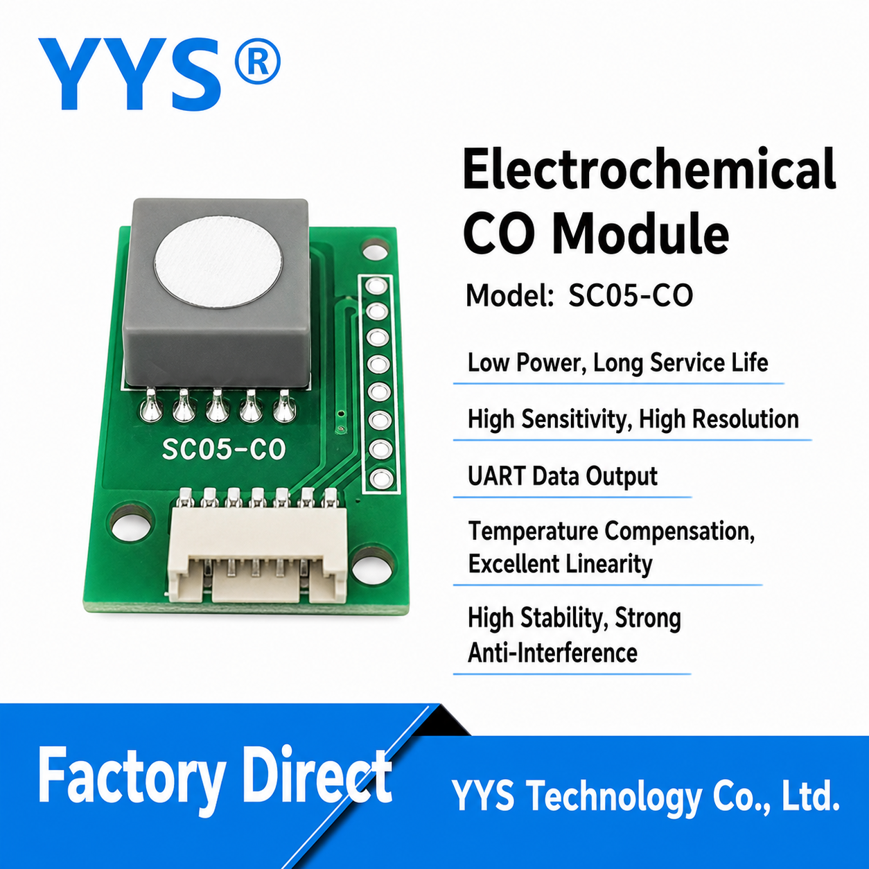 SC05-CO/SC16-CO CO Industrial Gas Sensor Module with UART / Digital Output