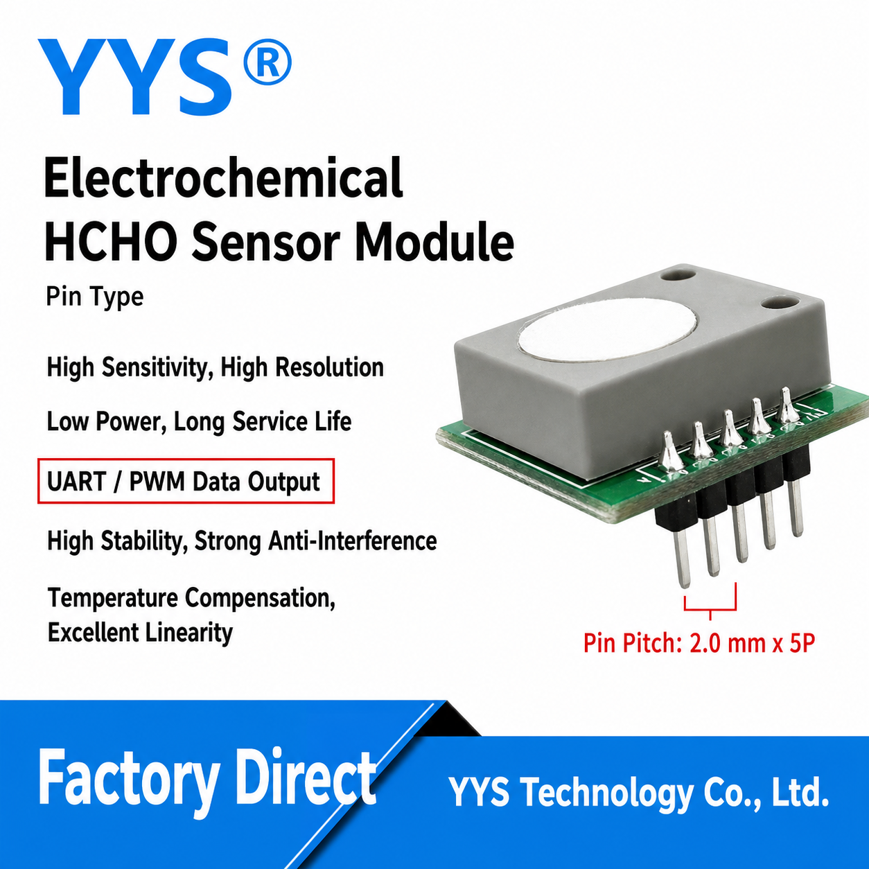 SC11-CH2O/SC12-CH2O HCHO VOC / Odor Sensor Module with UART / PWM / Digital Output