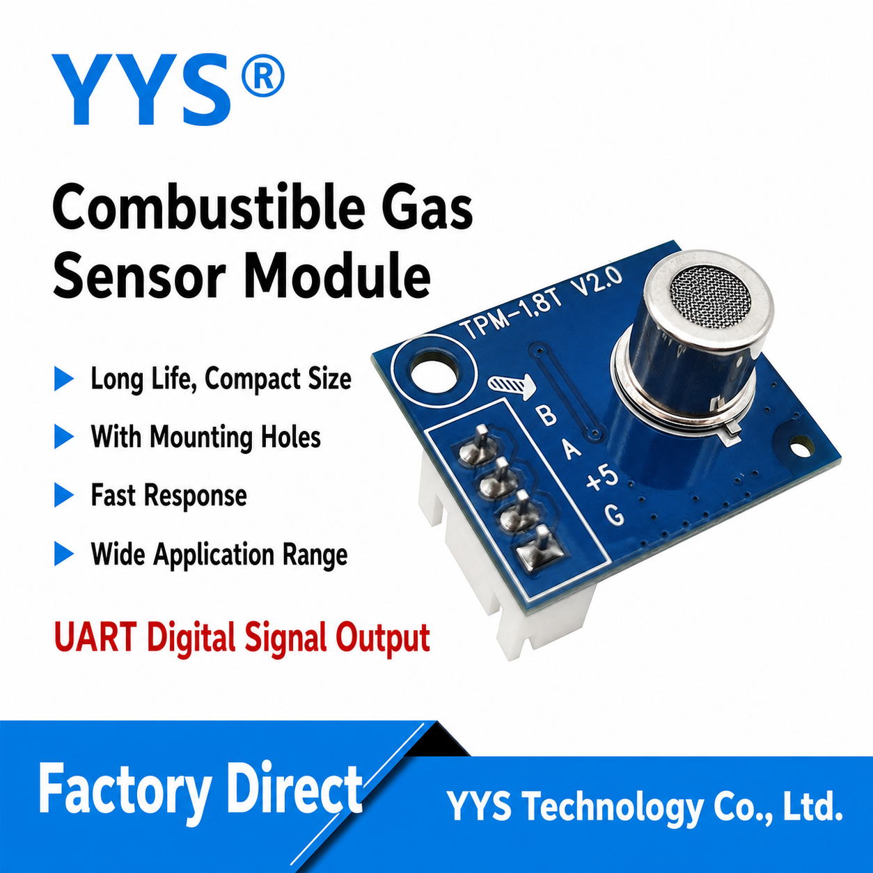 TPM-1.8T V2.0 CH4 / LPG / Natural Gas Combustible Gas Sensor Module with Digital Output