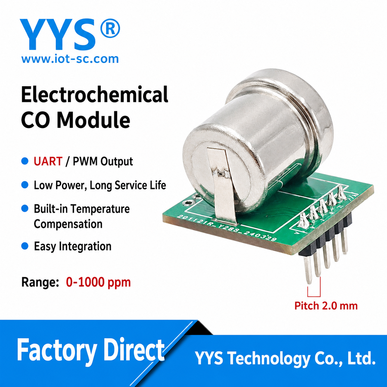 SC16B-CO CO / Combustible Gas Industrial Gas Sensor Module with Digital Output